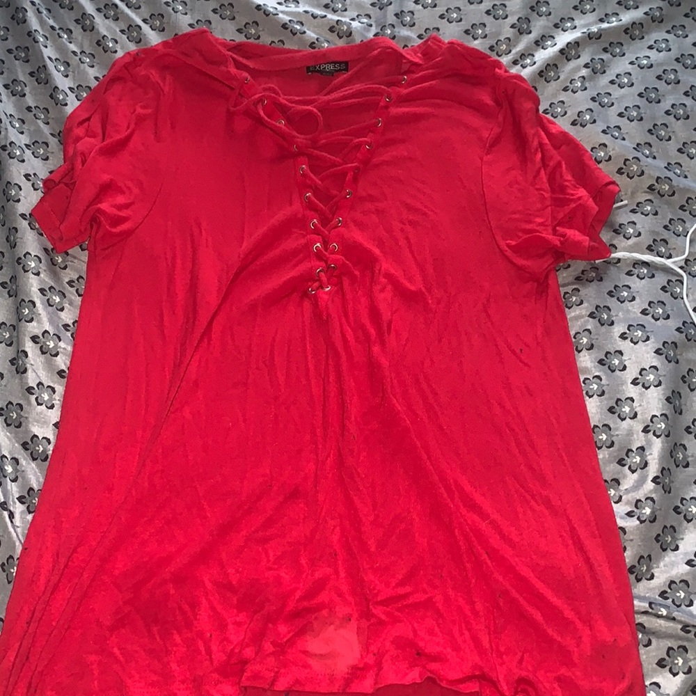 Cute red top with laced upfront!